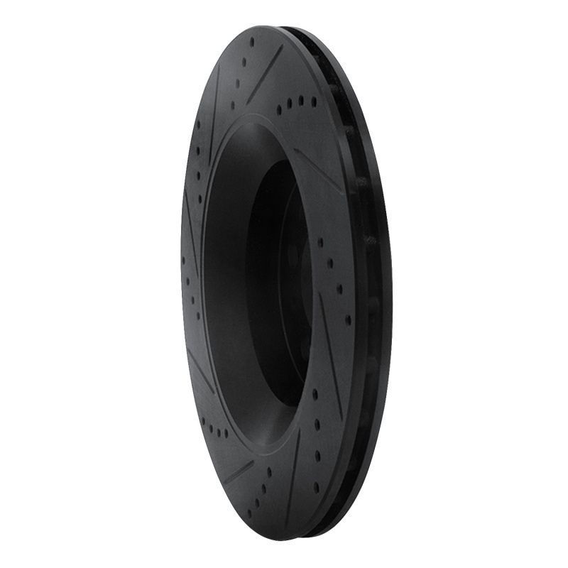 Maserati Ghibli Brake Rotor (1) - Rear Right - R1 Concepts - Drilled & Slotted - Black - `17-`24